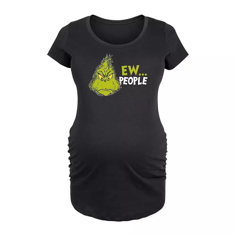 Maternity Dr. Seuss Grinch Ew.. People Graphic Tee, Womens Heather Grey Product Image