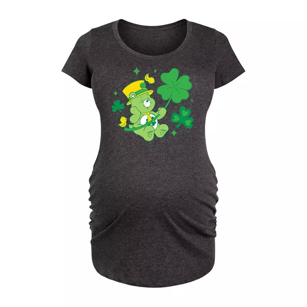 Maternity Care Bears Good Luck Bear With Hat Graphic Tee, Womens Heather Grey Product Image