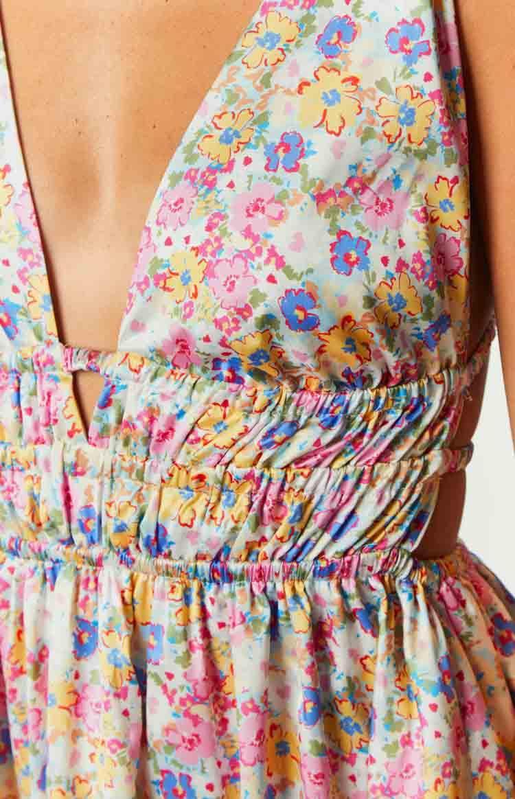 Genovia Floral Print Pink Mini Dress Product Image
