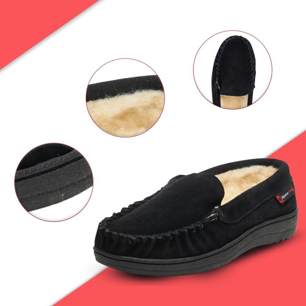 Alpine Swiss Yukon Mens Genuine Suede Shearling Slip On Moccasin Slippers Product Image