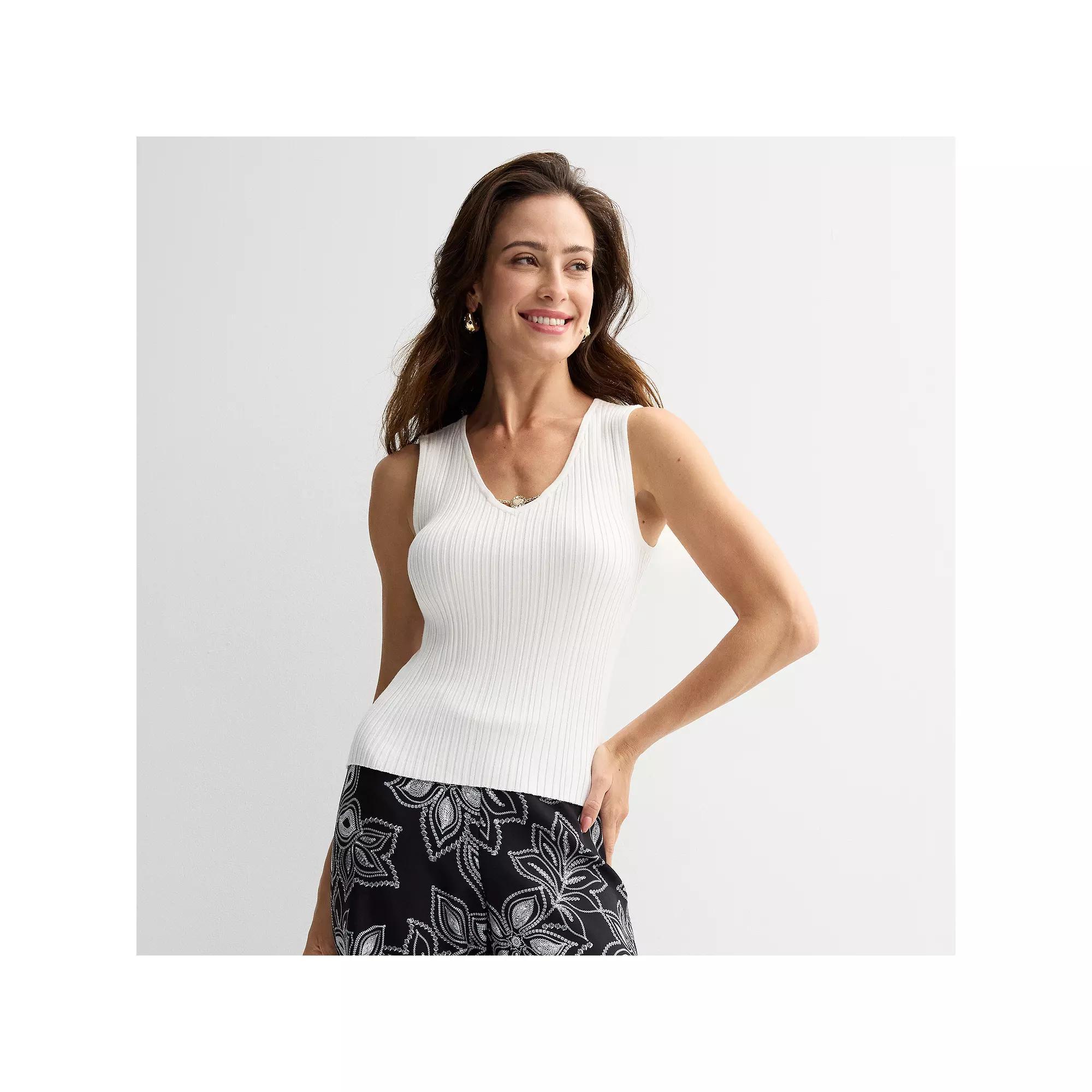 Women's Thalia Sodi Ribbed Sweater Tank Top, Size: XXL, Black Product Image