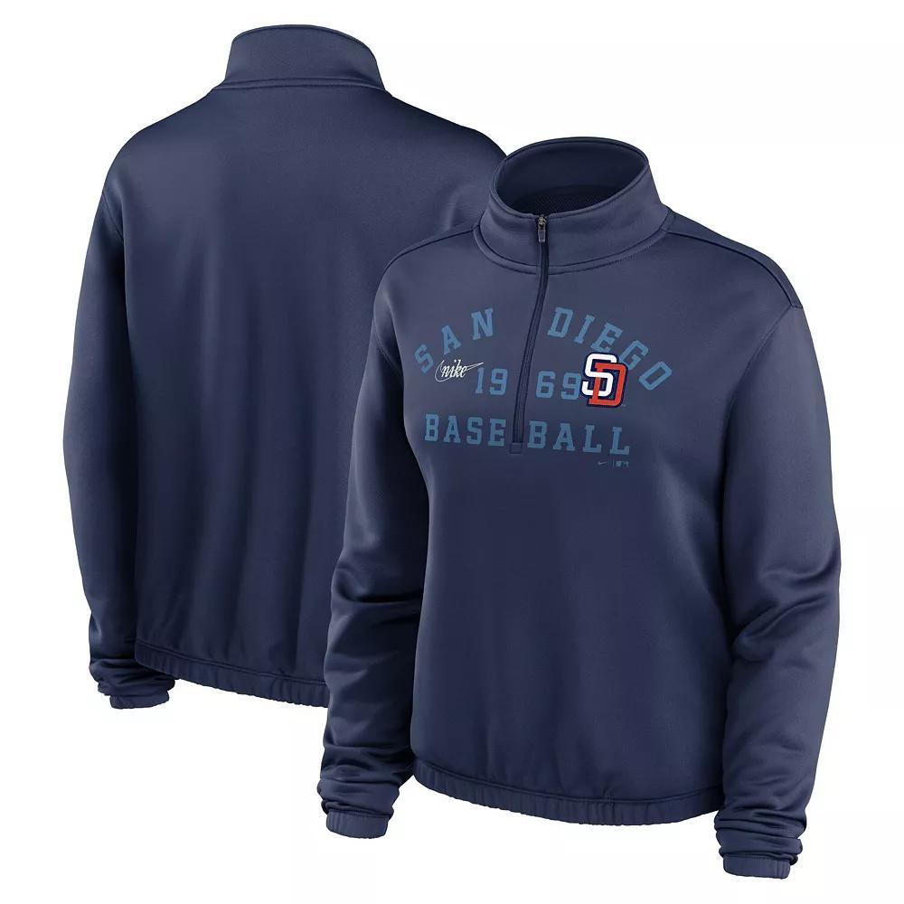 Women's Nike Navy San Diego Padres Rewind Splice Half-Zip Sweatshirt, Size: Small, Blue Product Image