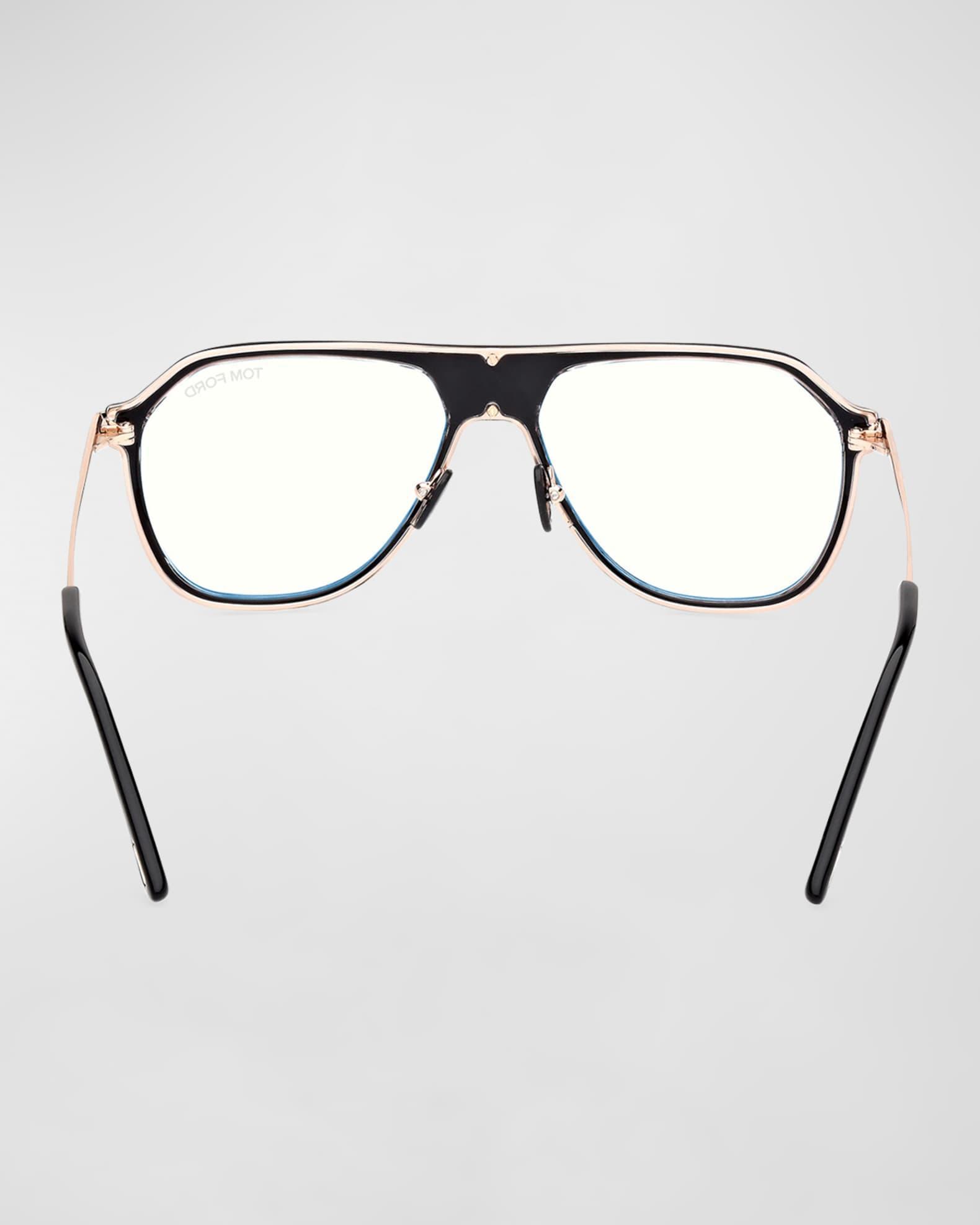 Men's Acetate Round Blue Light-Blocking Glasses Product Image