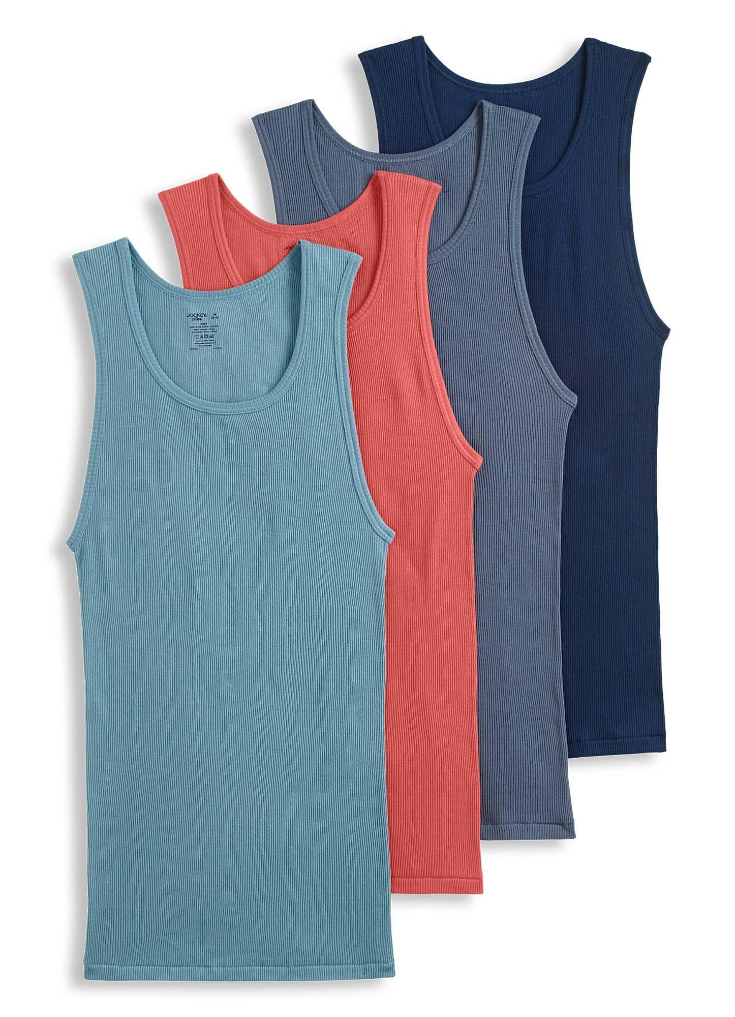 Men's Jockey® 4-Pack Fitted Tank Top A-Shirts, Size: Medium, White Gray Black Product Image