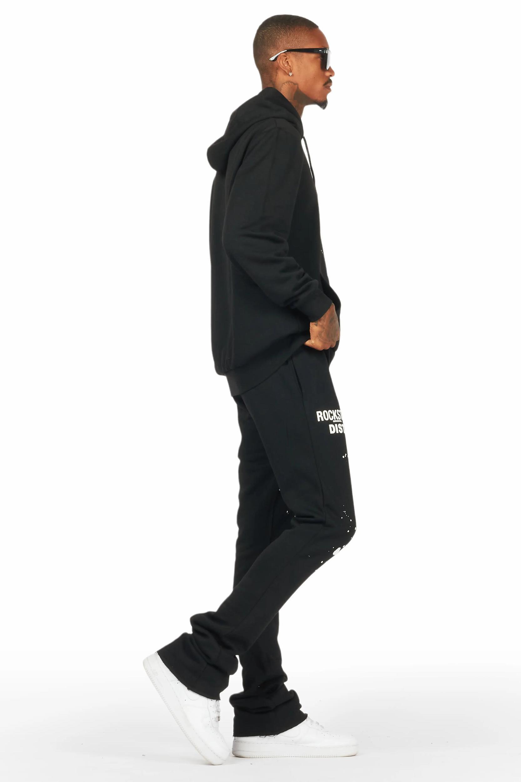 Raffer Black Hoodie/Stacked Flare Track Set Male Product Image