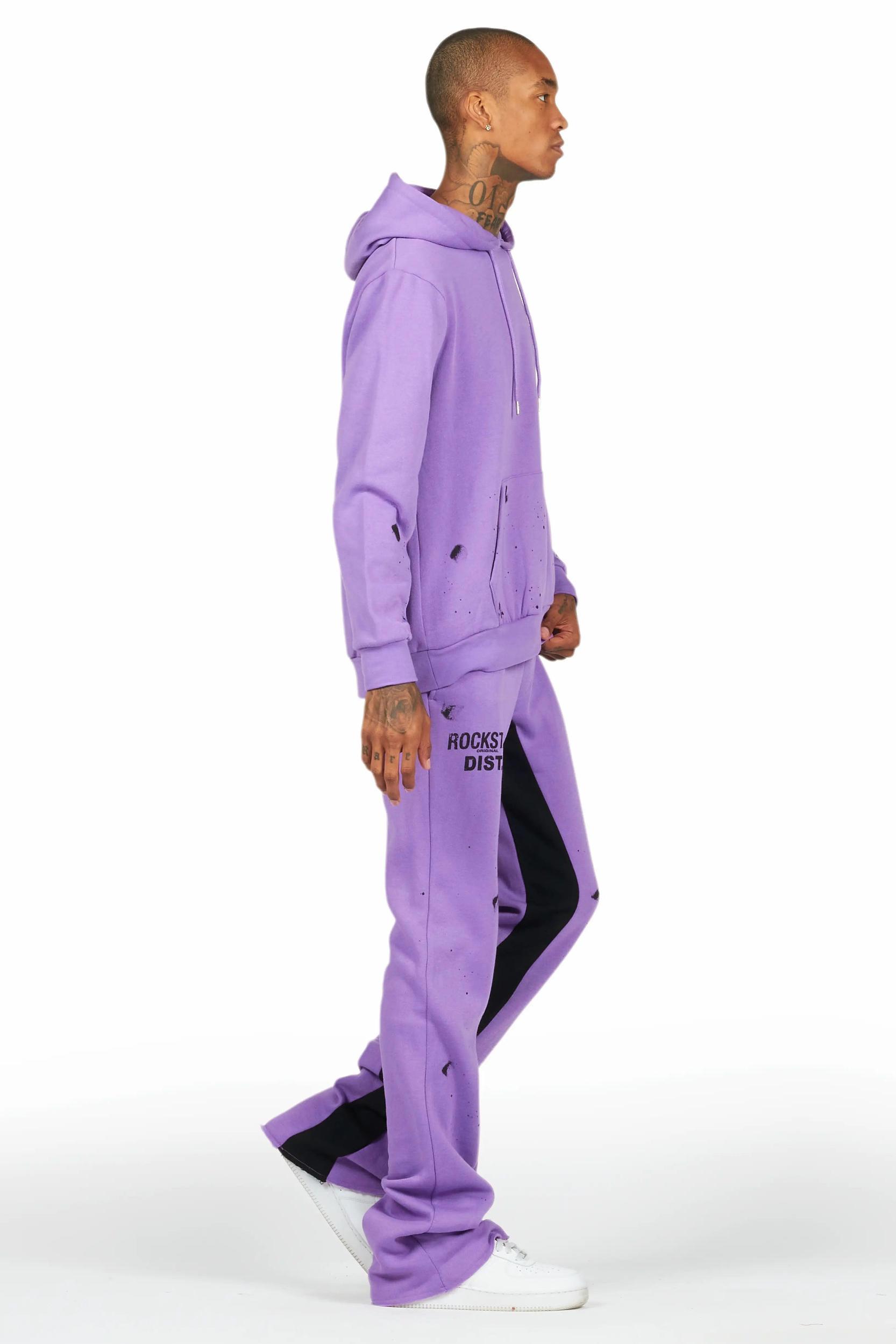 Raffer Purple Hoodie Baggy Fit Pant Track Set Male Product Image