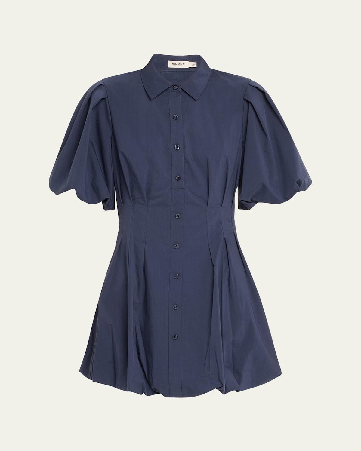Cleo Polin Balloon-Sleeve Pleated Mini Dress Product Image