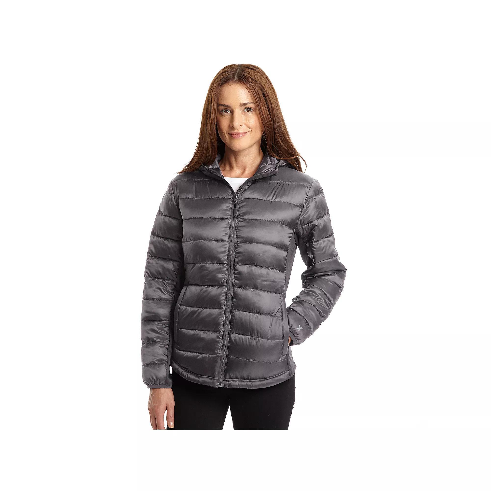 Womens Excelled Excelled Women's Hybrid Hooded Puffer, Size: Medium, Gray Product Image