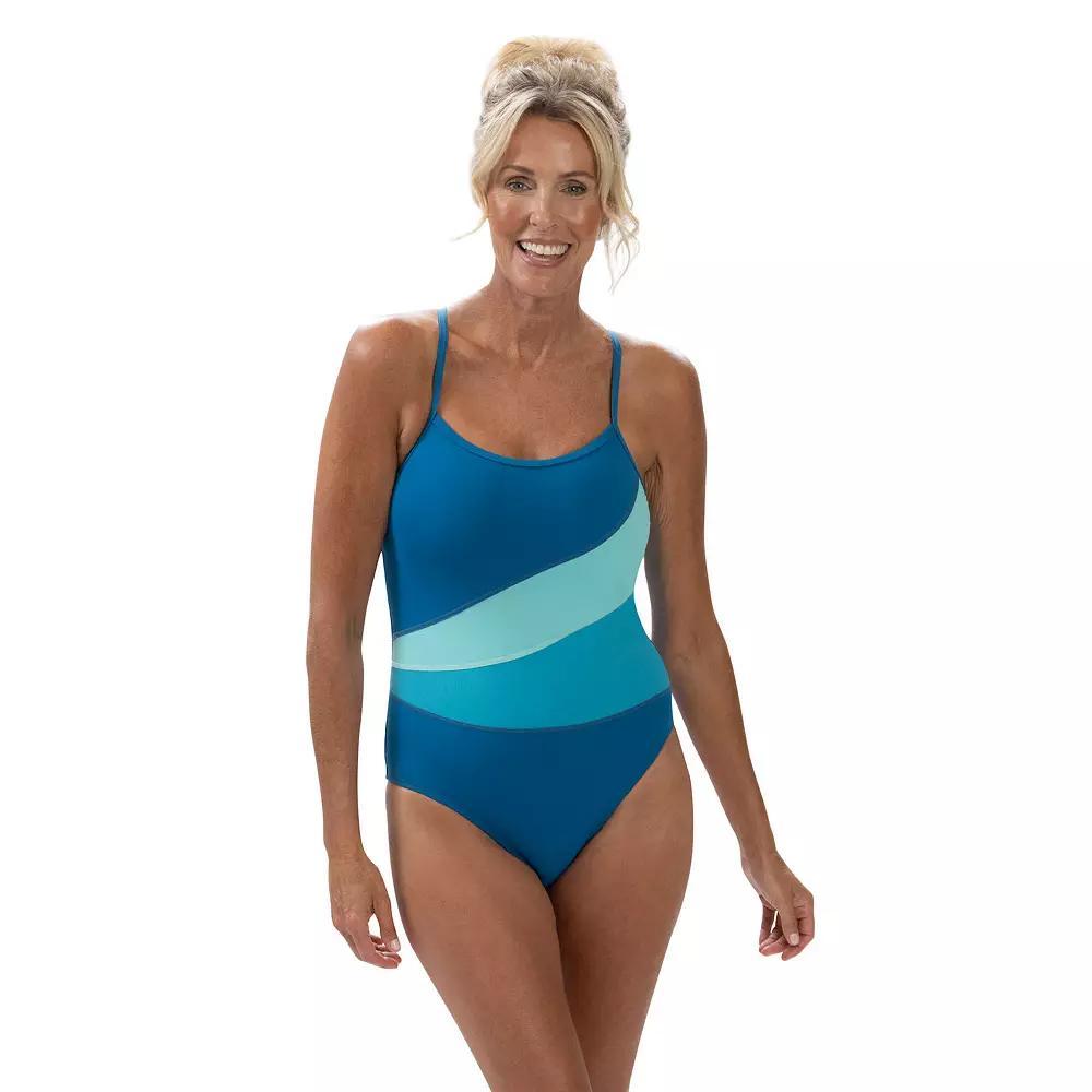 Women's Dolfin UPF 50+ Criss Cross Strap One-Piece Swimsuit, Size: 22, Turquoise Mint Product Image