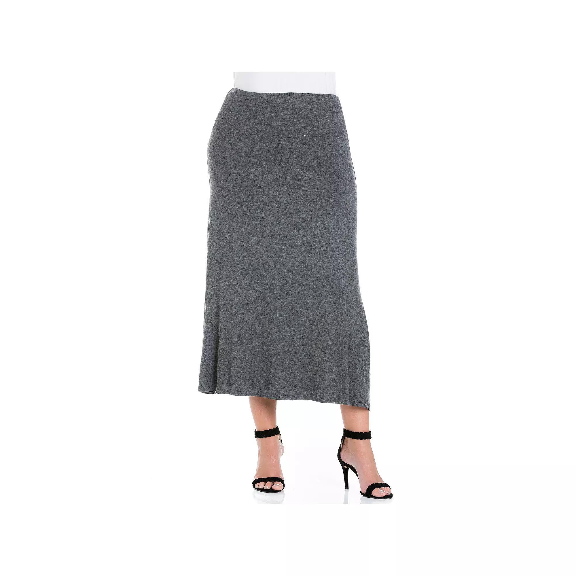 Plus Size 24Seven Comfort Apparel Comfortable Fit Elastic Waist Maxi Skirt, Women's, Size: 5XL, Red Product Image
