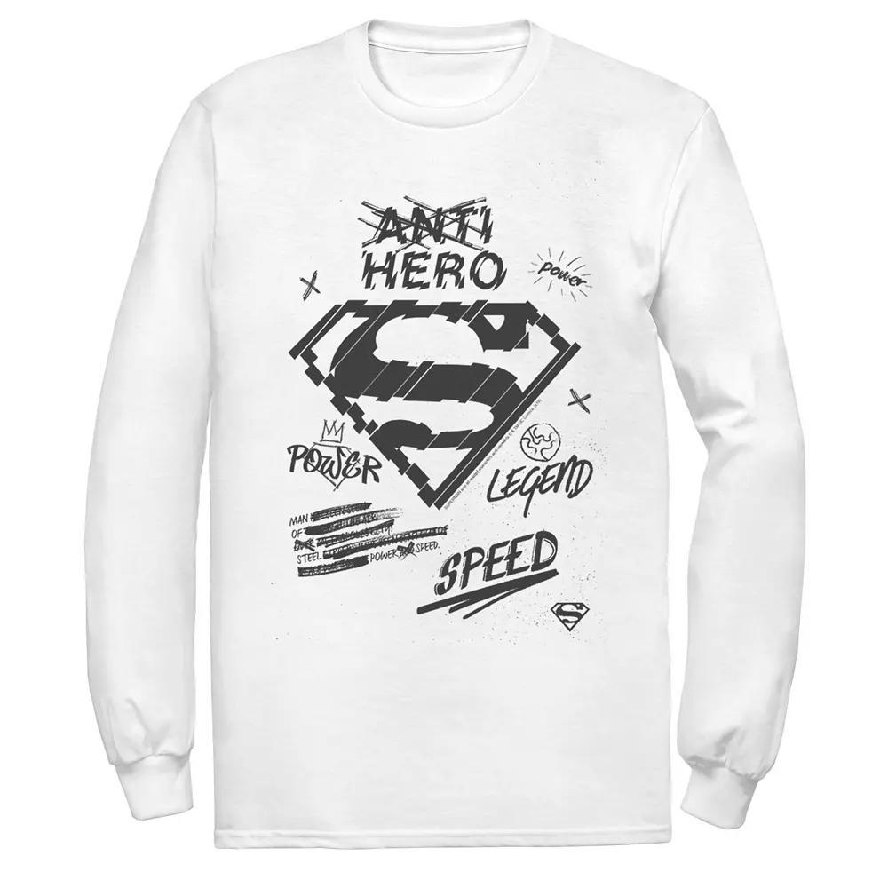 Men's DC Comics Superman Sketched Chest Logo Tee, Size: XXL, White Product Image