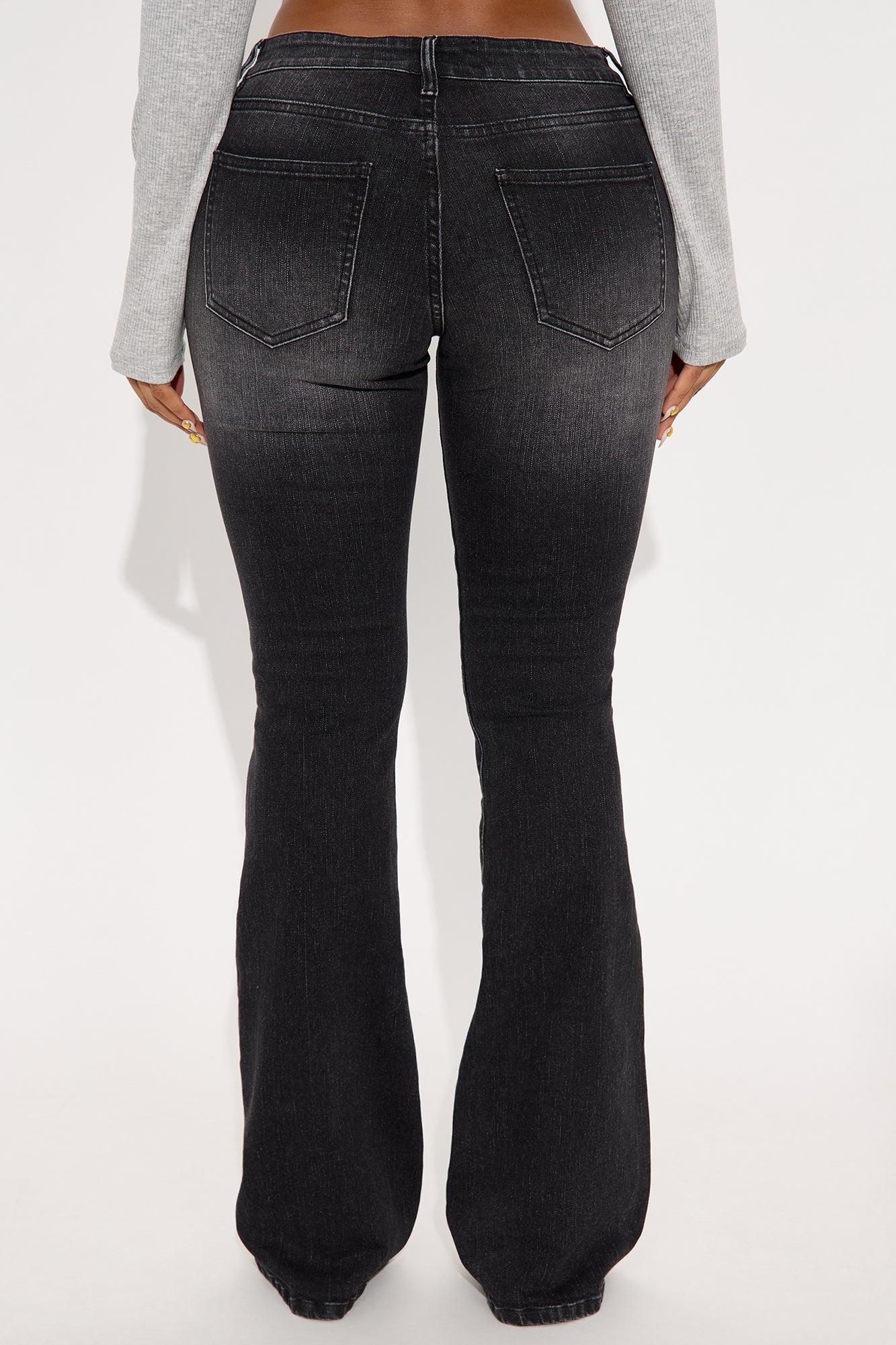 Forever Stretch Low Rise Flare Jeans - Black Wash Product Image