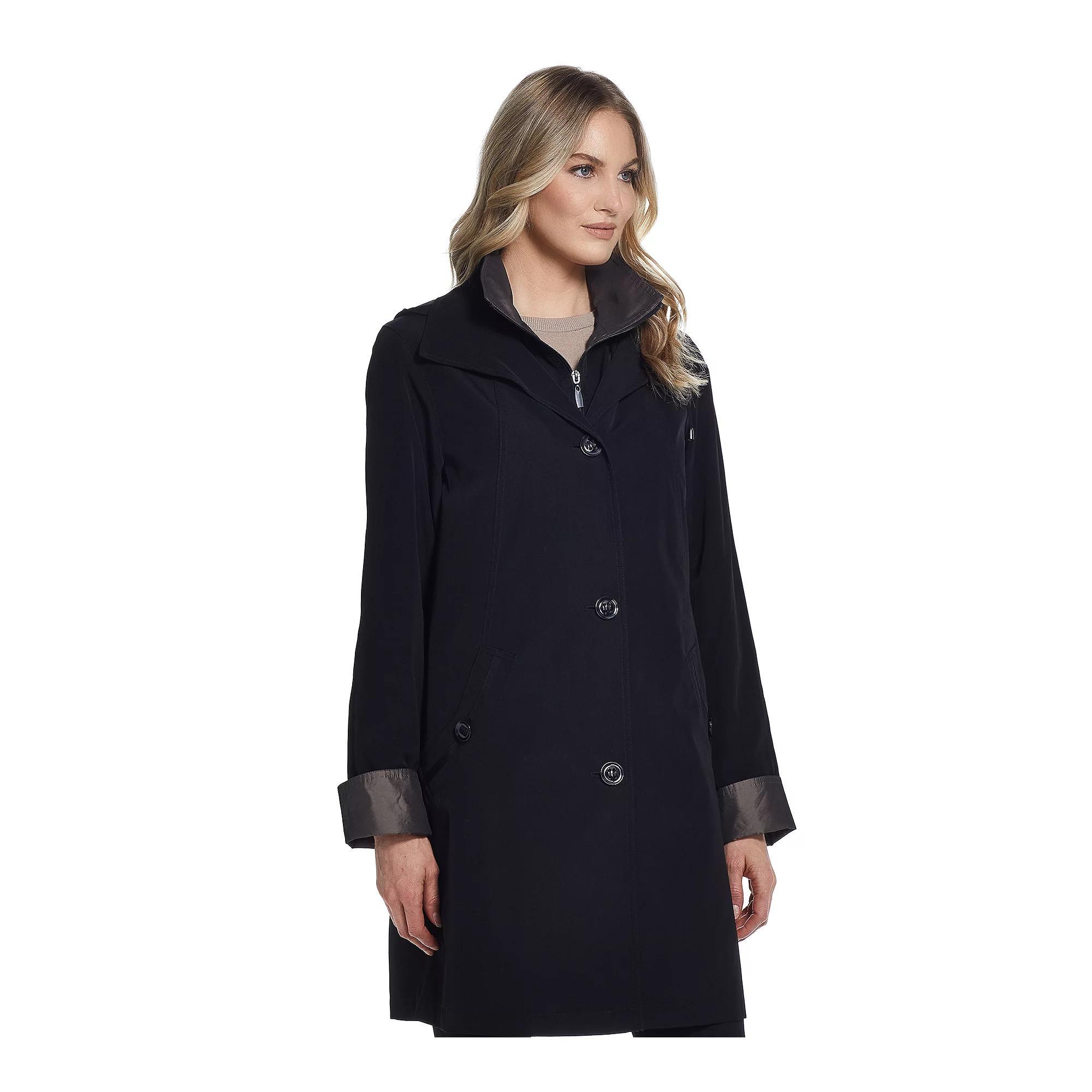 Womens Gallery Contrast-Trim Hood Rain Jacket Product Image
