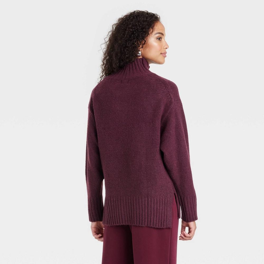 Women's Cozy Knit Mock Turtleneck Pullover Sweater - A New Day™ Product Image