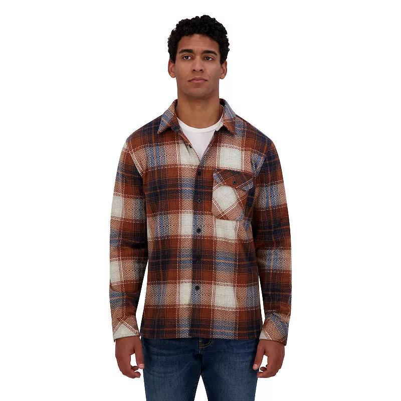 Men's ZeroXposur Knit Flannel Button-Down Shirt, Size: XXL, Brown Navy Ivory Product Image
