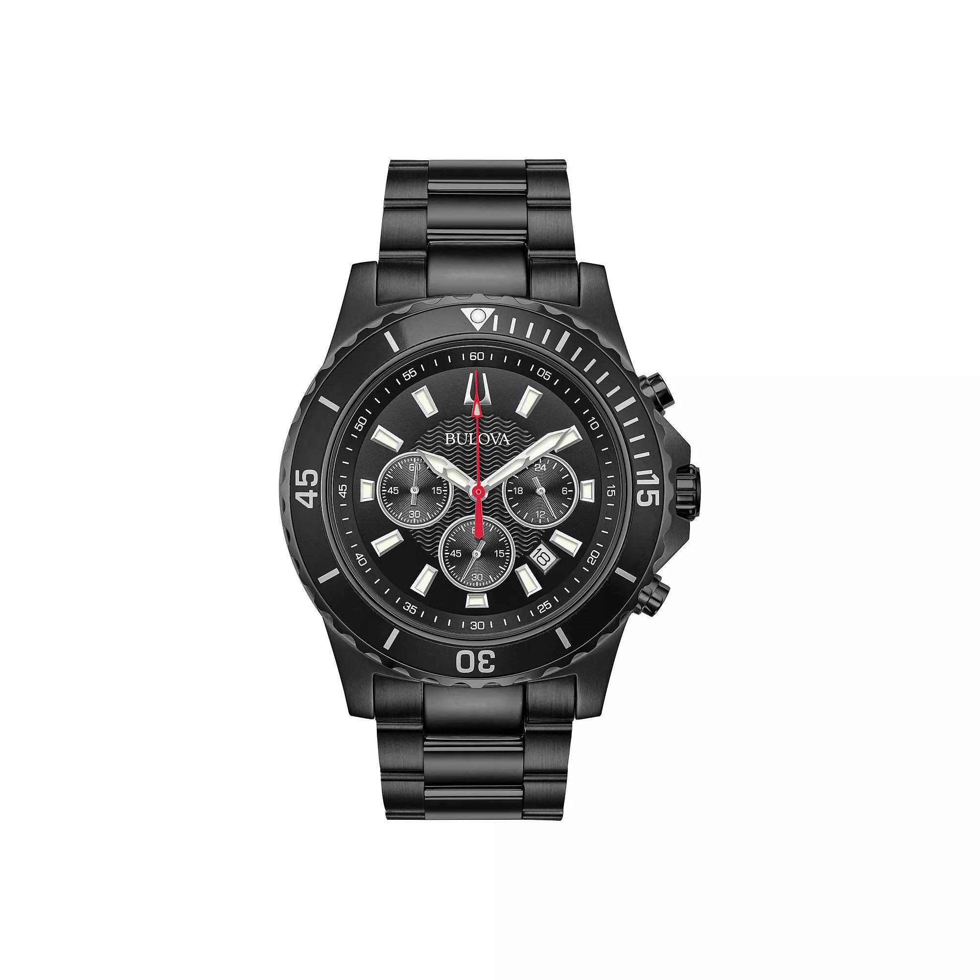 Bulova Mens Black Stainless Steel Chronograph Watch - 98B337 Product Image