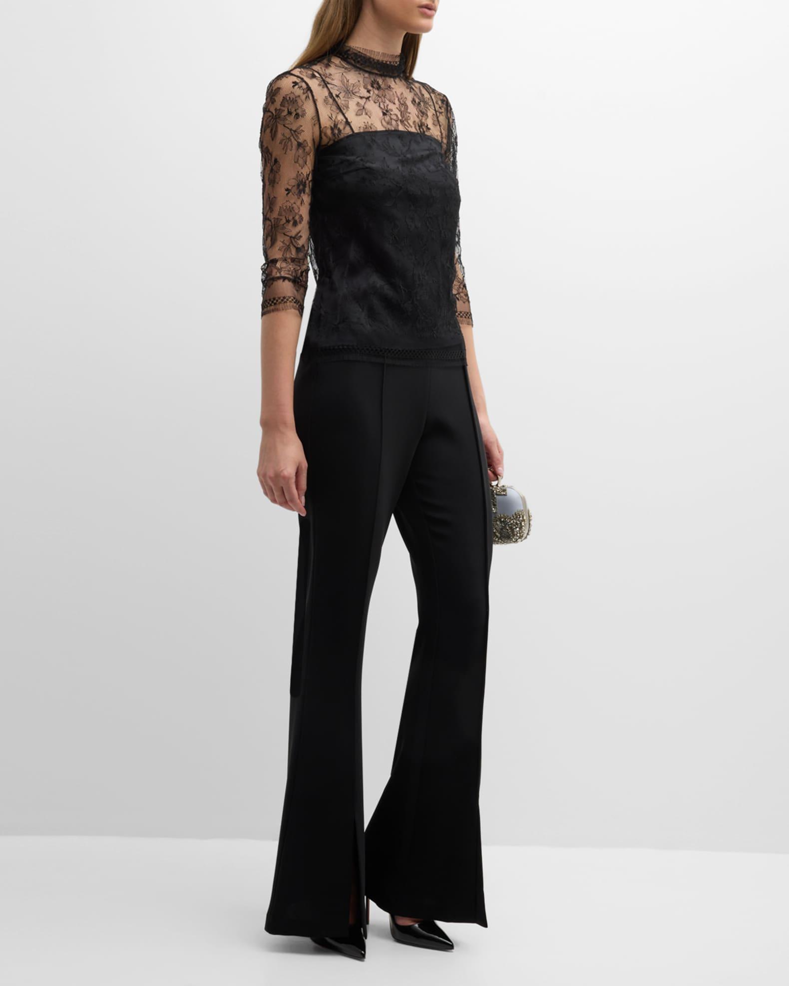Lace High-Neck Shirt w/ Attached Camisole Product Image