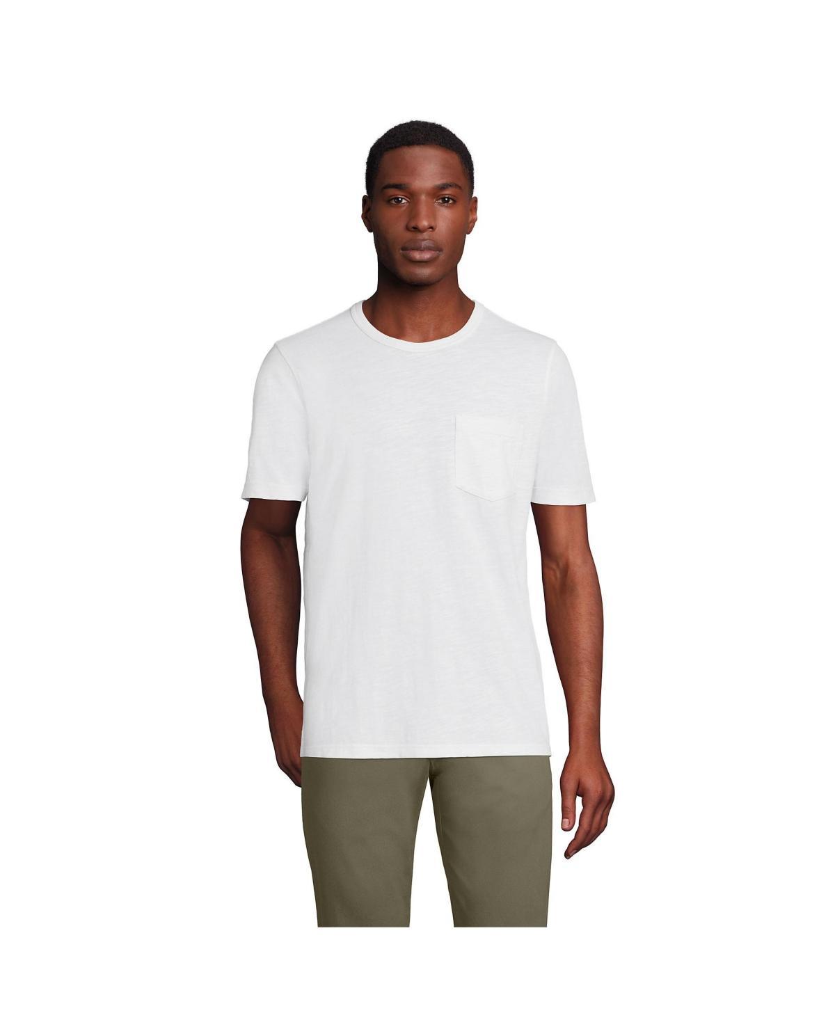 Mens Lands End Short Sleeve Pocket Tee Deep Blue Product Image