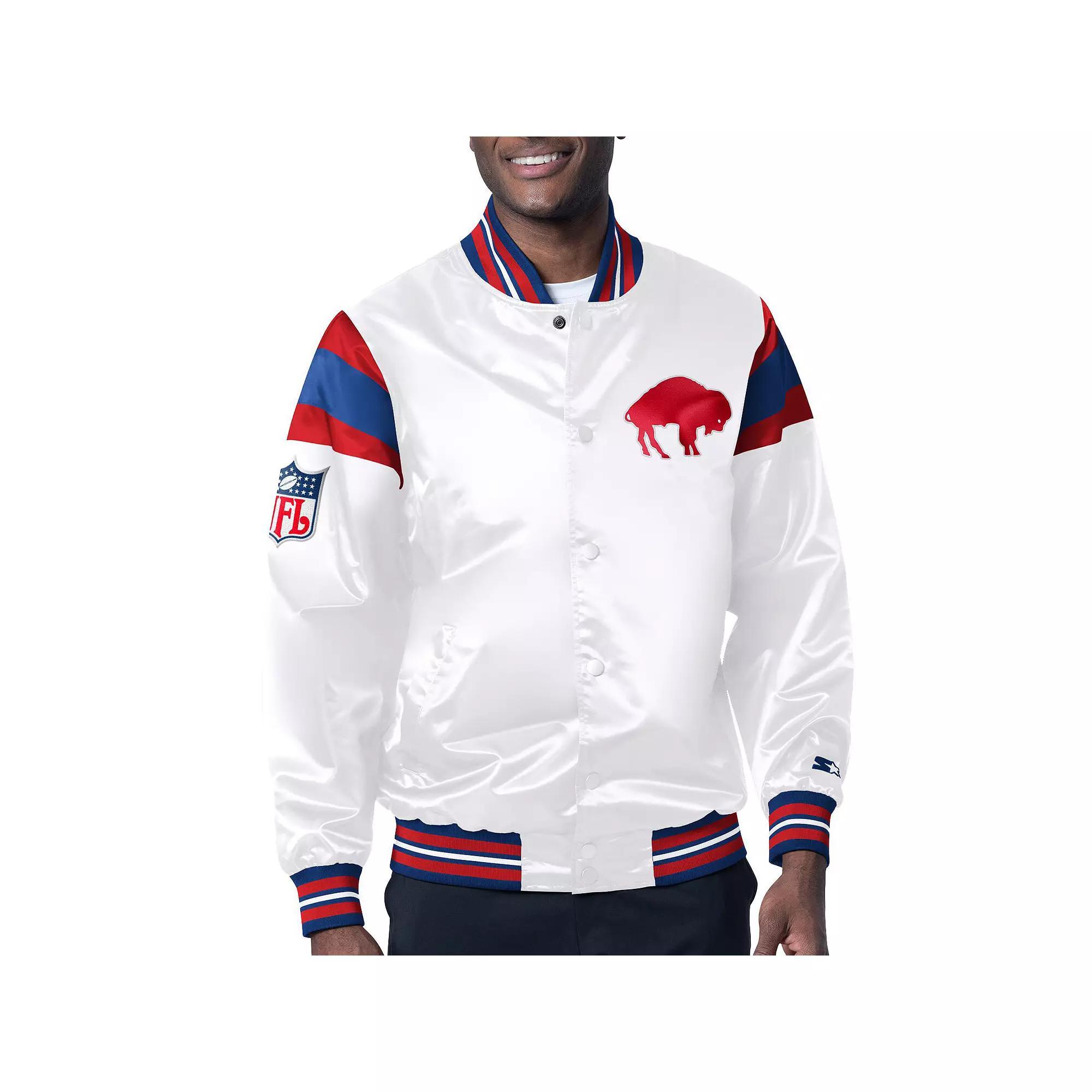 Men's Starter White/Royal Buffalo Bills Vintage Satin Full-Snap Varsity Jacket, Size: 2XL Product Image