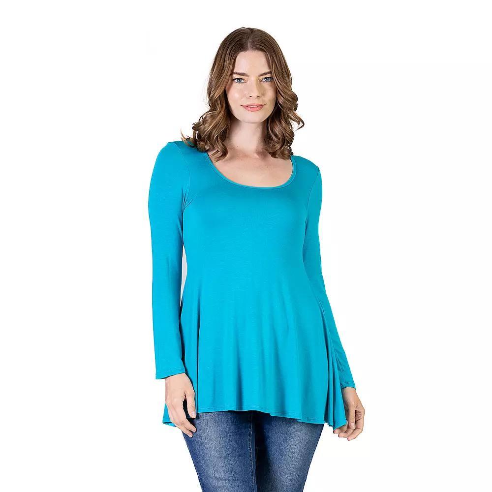 Womens 24Seven Comfort Apparel Swing Style Flared Tunic Top Purple Product Image