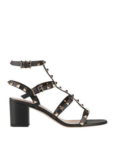 VALENTINO GARAVANI Valentino Rockstud Caged 90 Leather Ankle Strap Sandal In Black Product Image