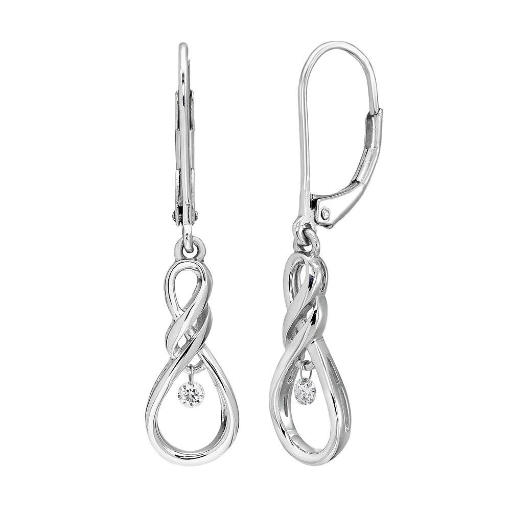 Boston Bay Diamonds Sterling Silver Diamond Accent Infinity Drop Earrings, Women's, White Product Image