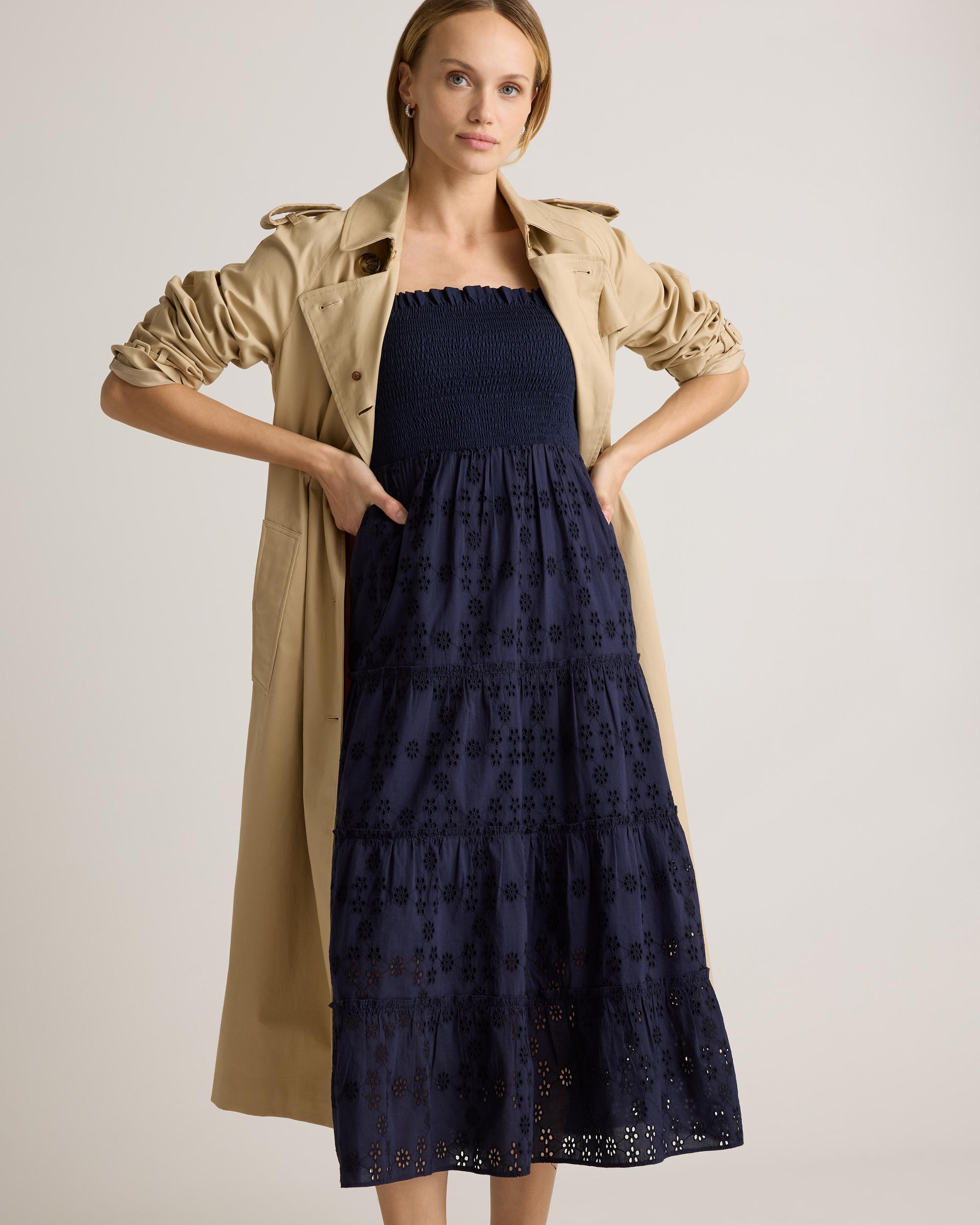 Quince | Women's Smocked Midi Dress Organic Cotton Product Image