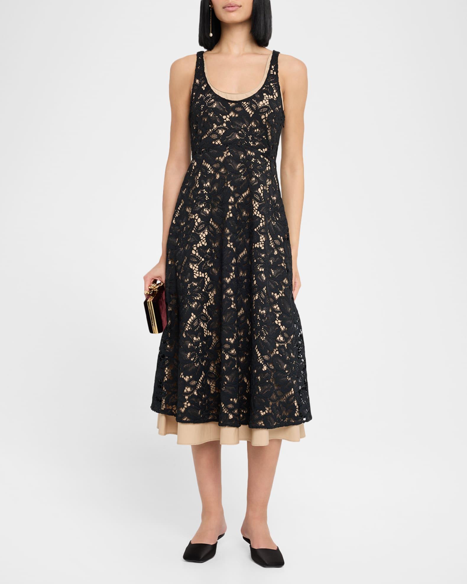 Lacy Dream Sleeveless Floral Lace Midi Dress Product Image
