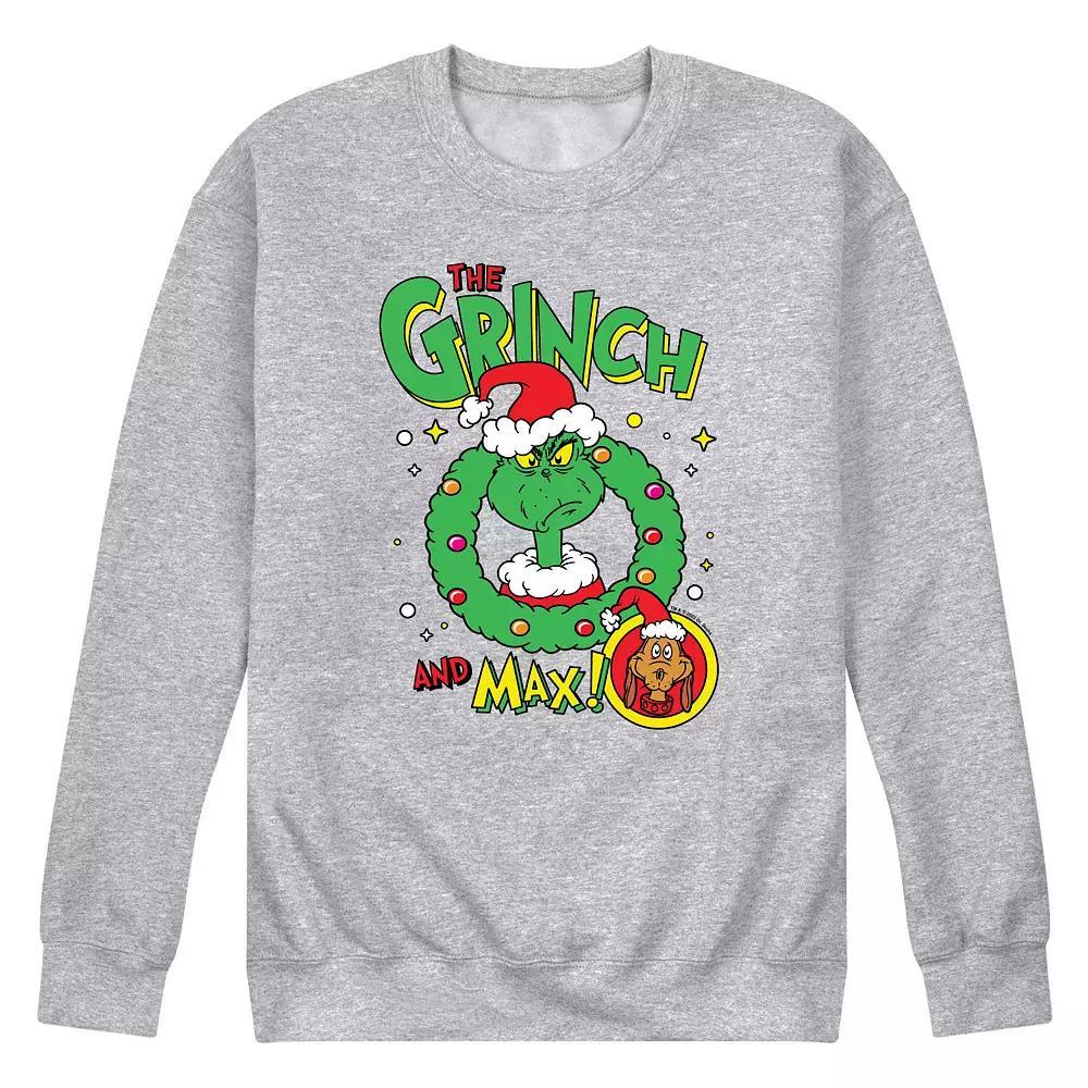 Men's Dr. Seuss The Grinch Grinch and Max Fleece Sweatshirt, Size: Small, Grey Gray Product Image