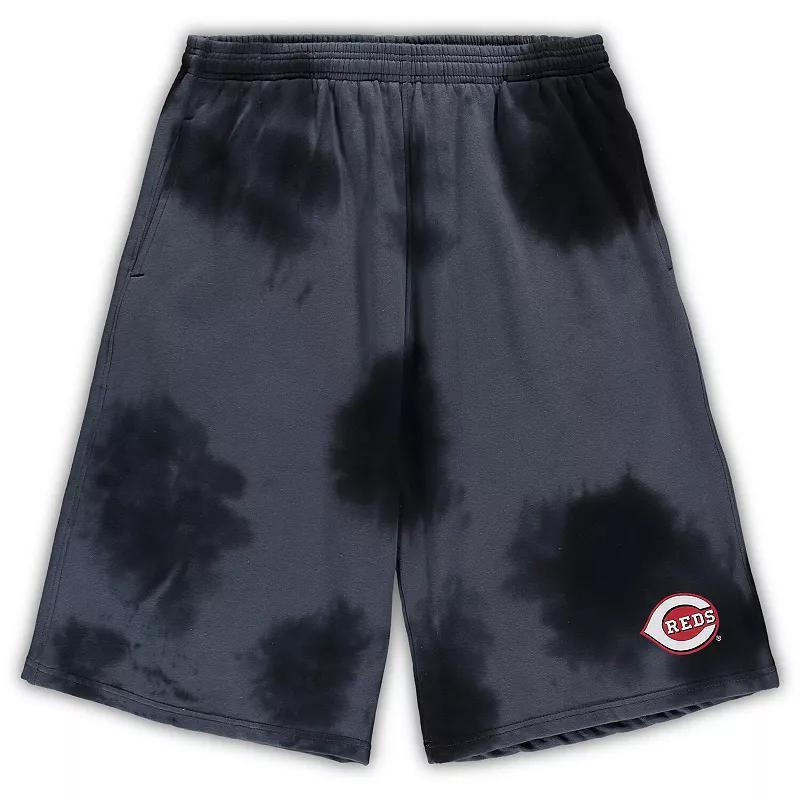 Men's Black Cincinnati Reds Big & Tall Tye Dye Fleece Shorts, Size: 5XLT, Red Black Product Image