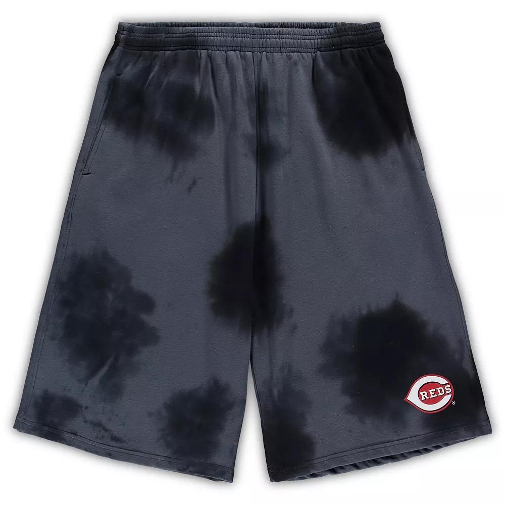 Men's Black Cincinnati Reds Big & Tall Tye Dye Fleece Shorts, Size: 5XLT, Red Black Product Image