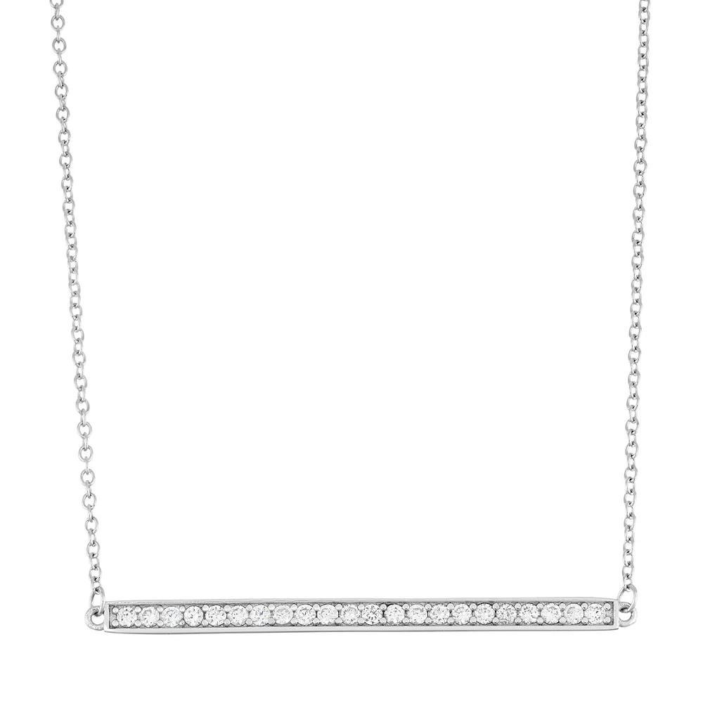 Sterling Silver Cubic Zirconia Bar Necklace, Women's, Size: 18", White Product Image