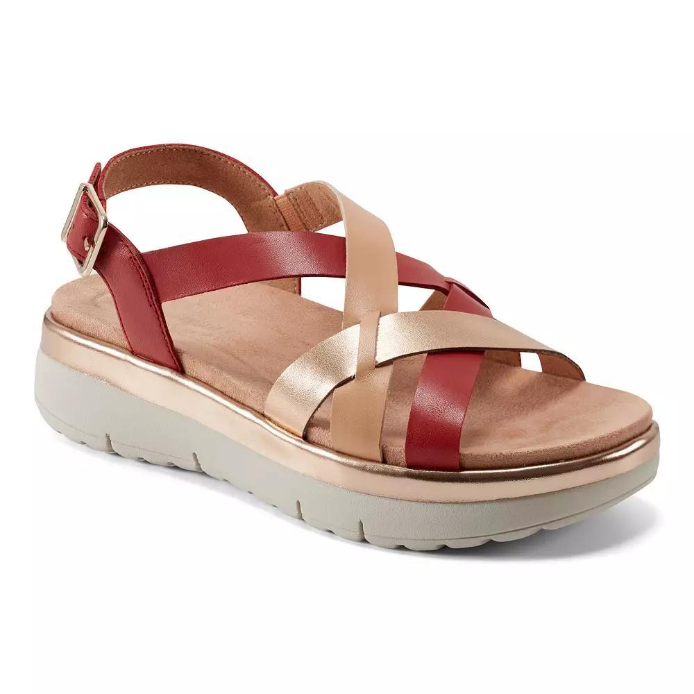 Easy Spirit Indie Womens Leather Strappy Wedge Sandals Product Image