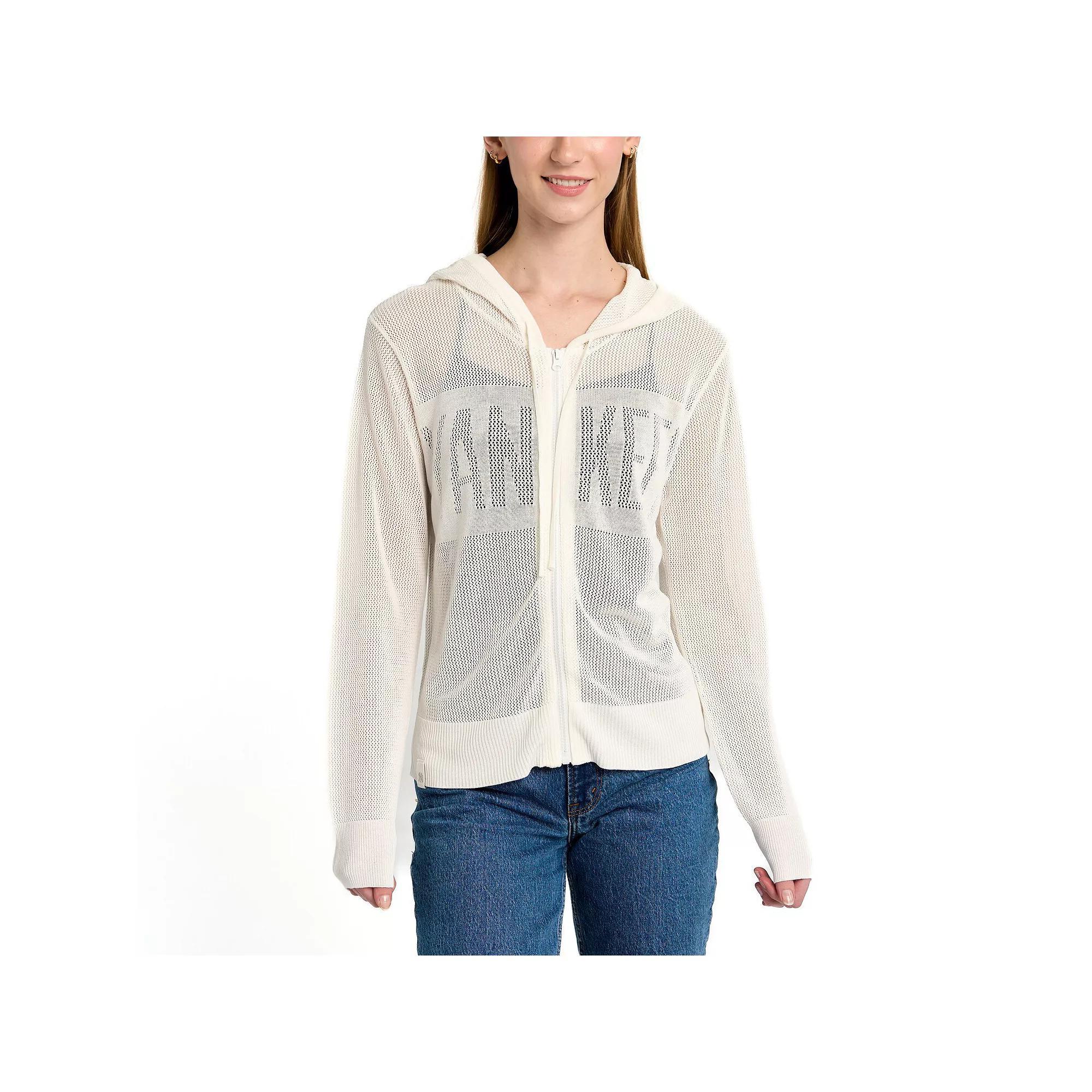 Women's Lusso Cream New York Yankees Summer Mesh Full-Zip Jacket, Size: Large, Beige Product Image