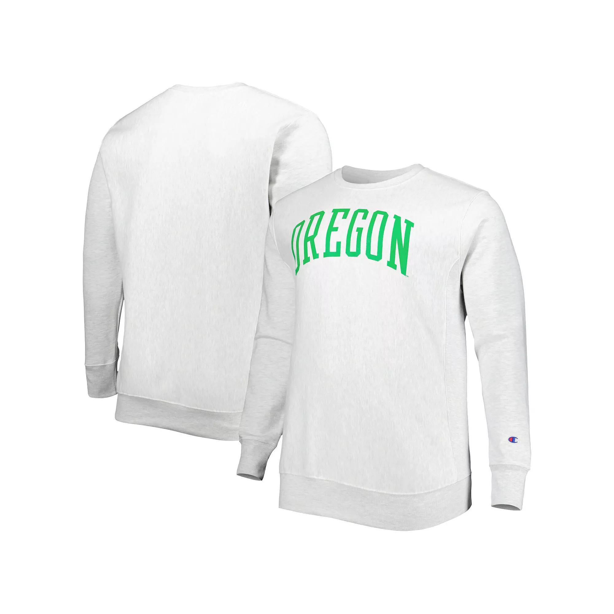 Men's Champion Heathered Gray Oregon Ducks Big & Tall Reverse Weave Fleece Crewneck Pullover Sweatshirt, Size: 2XB, Grey Product Image