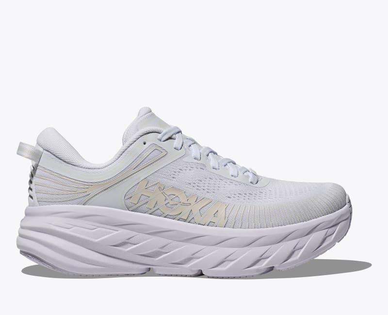 HOKA Women's Bondi 7 Shoes in White/White, Size 9.5 W Product Image