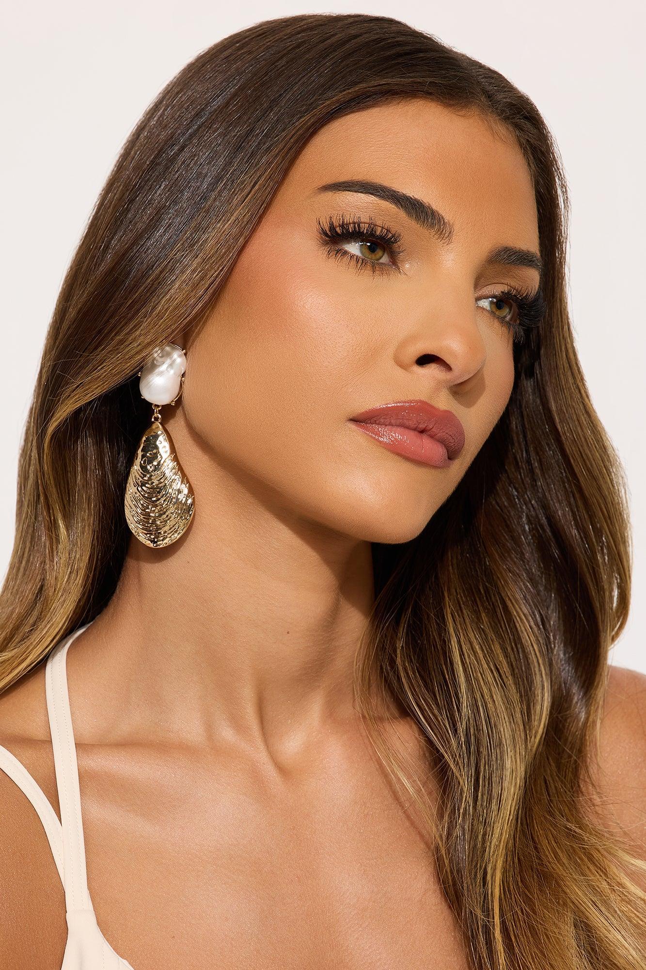 Daria Seashell Drop Earrings - Gold Product Image