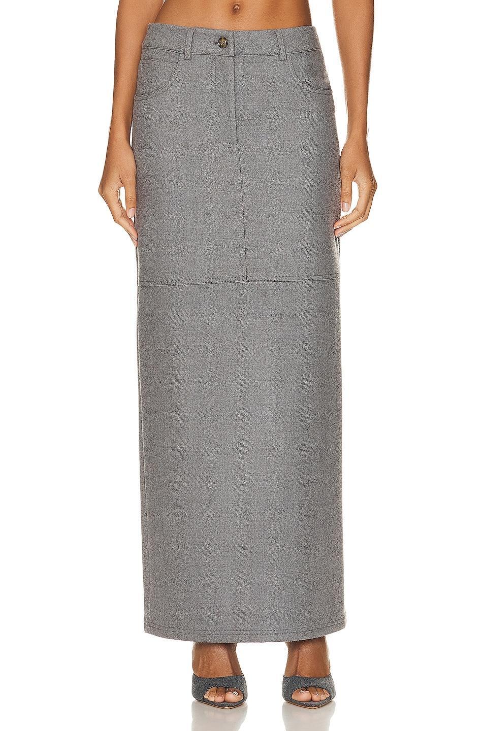 NOUR HAMMOUR Mae Long Pencil Skirt In Light Grey Product Image