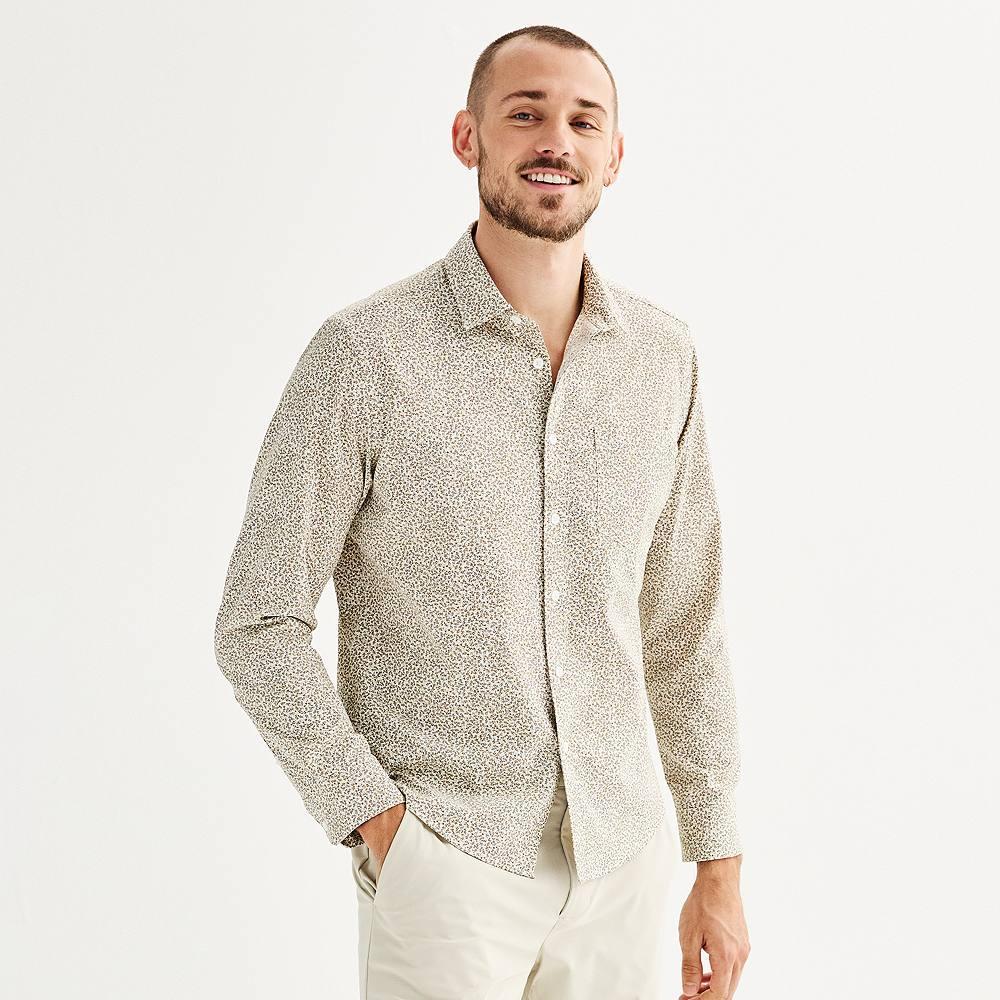 Men's FLX Performance Untucked-Fit Long Sleeve Button Down Shirt, Size: XL, Flagstone Product Image