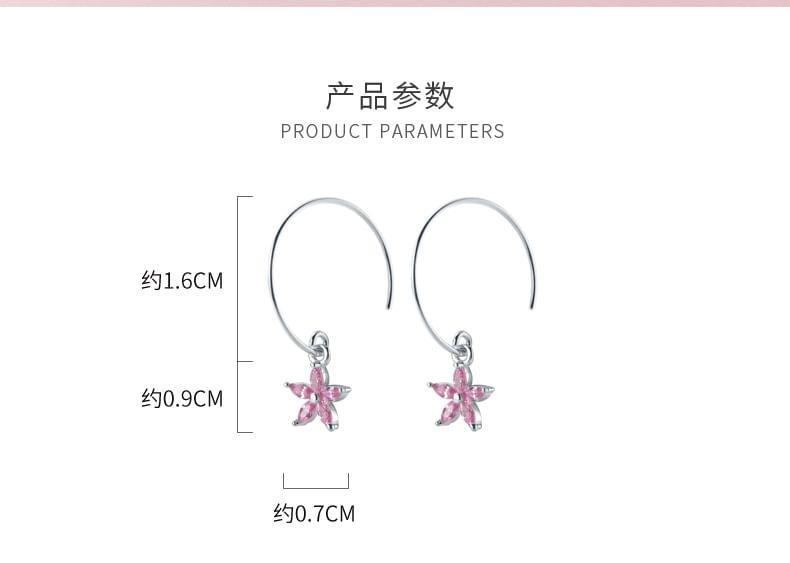 S925 Sterling Silver Floral Rhinestone Drop Earring Product Image