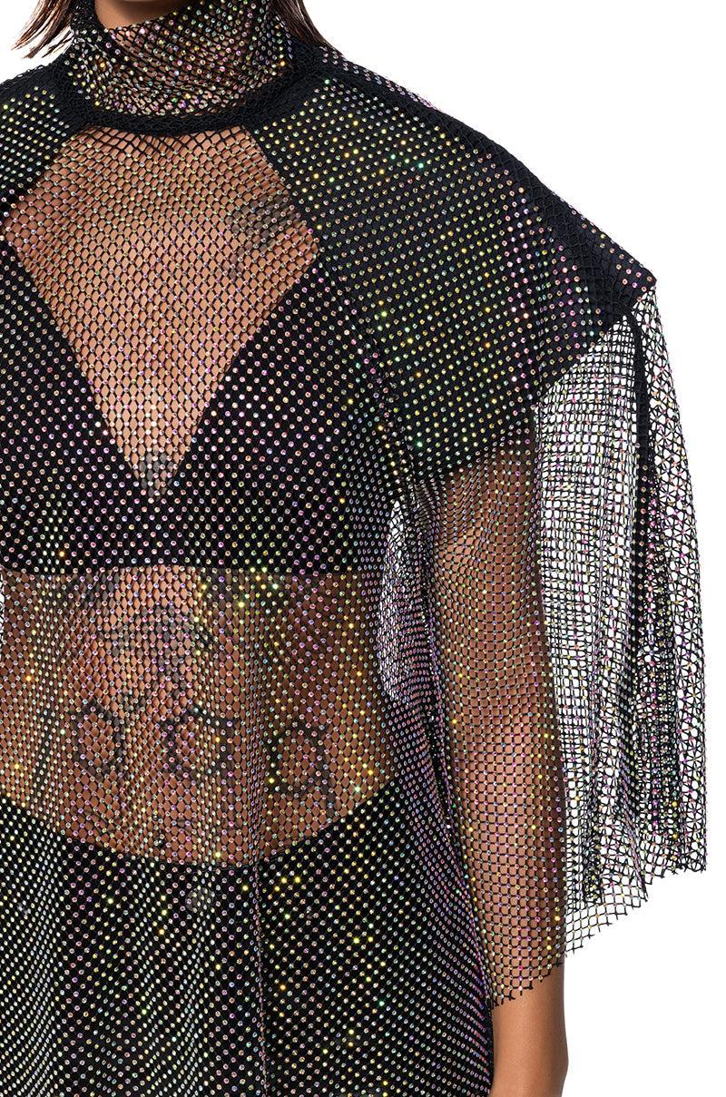 QUEEN OF THEM ALL EMBELLISHED MOCK NECK BLOUSE Product Image