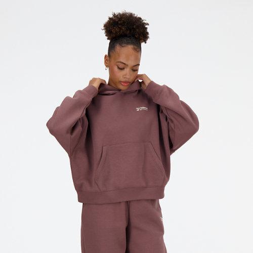 New Balance Womens Linear Heritage Brushed Back Fleece Hoodie Product Image