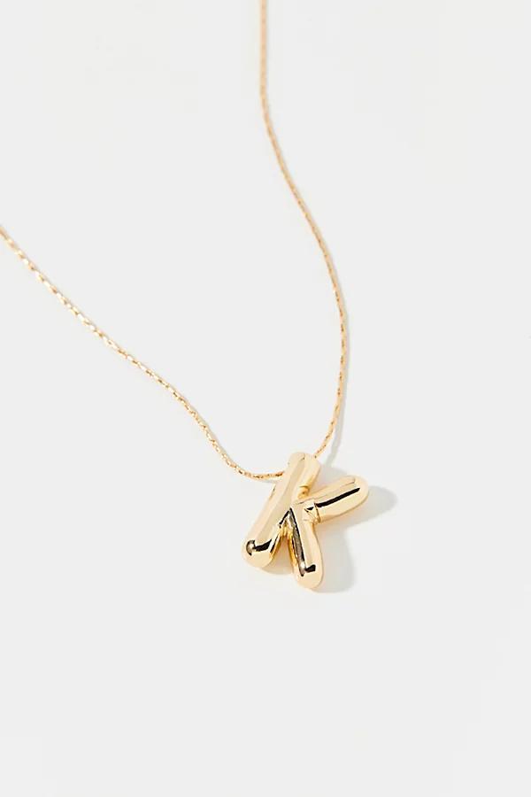 14k Gold Plated Bubble Initial Charm Necklace, Womens at Urban Outfitters Product Image