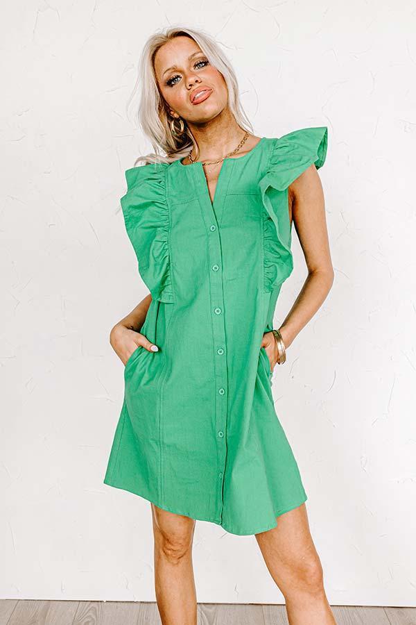 Passing Through Town Button Up Dress In Kelly Green Product Image