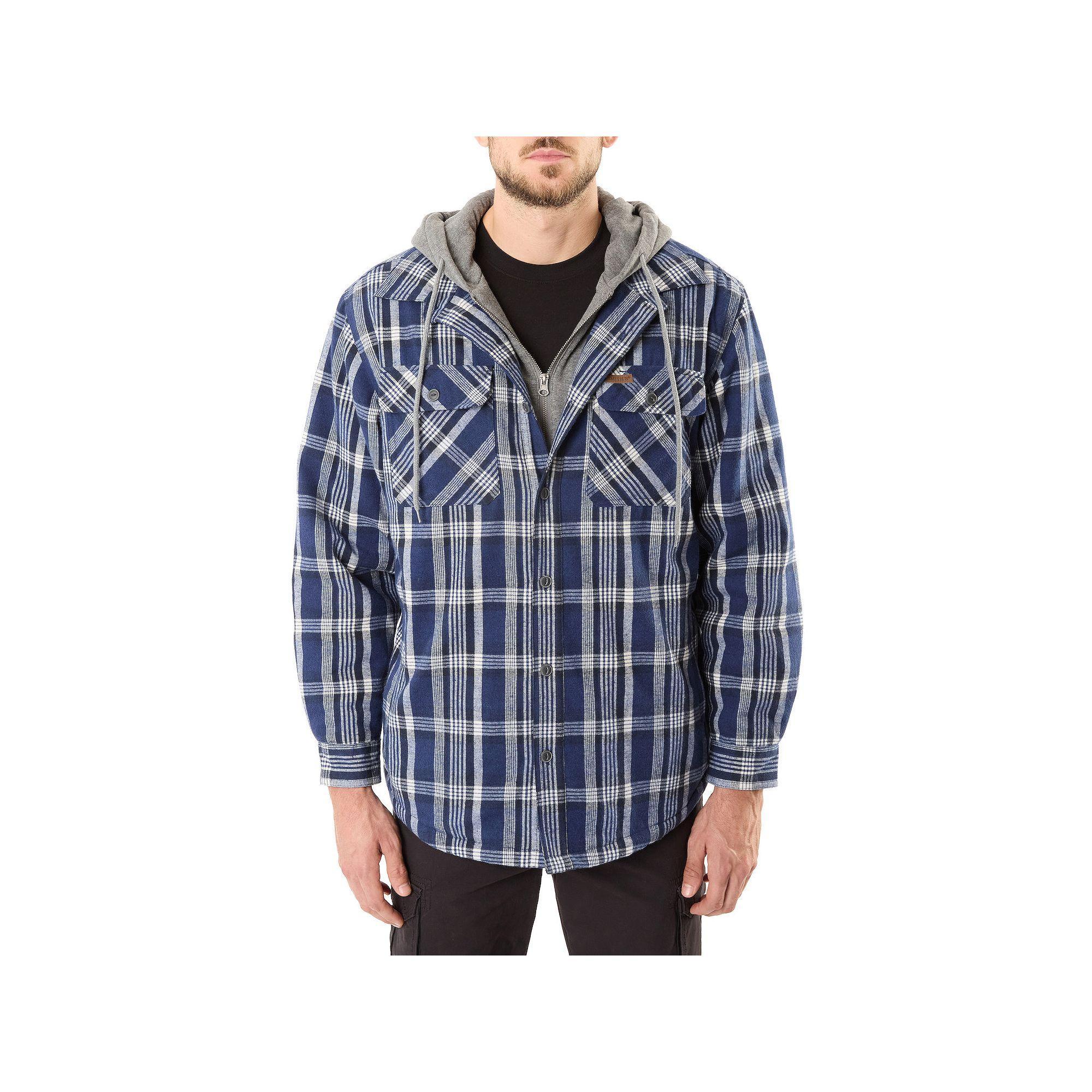 Big & Tall Smith's Workwear Sherpa-Lined Hooded Flannel Shacket, Men's, Size: 3XB, Silver Blue Product Image