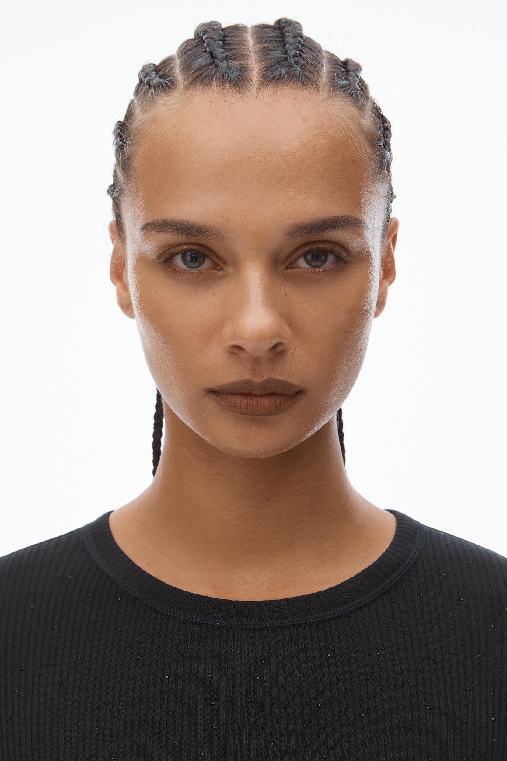 Crystal Hotfix Cropped Camisole In Waffle Knit Product Image
