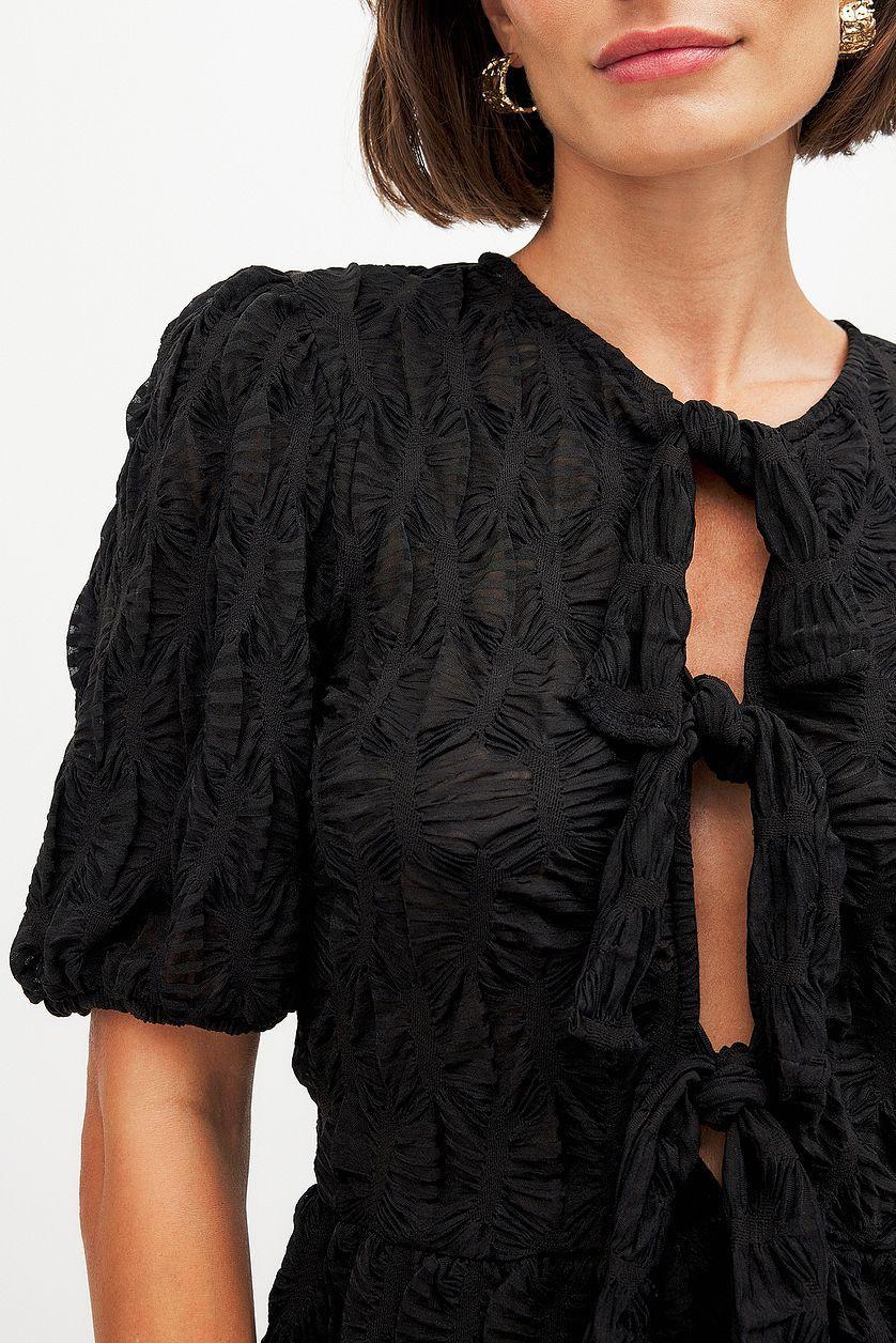 Puff Sleeve Tie Top Product Image