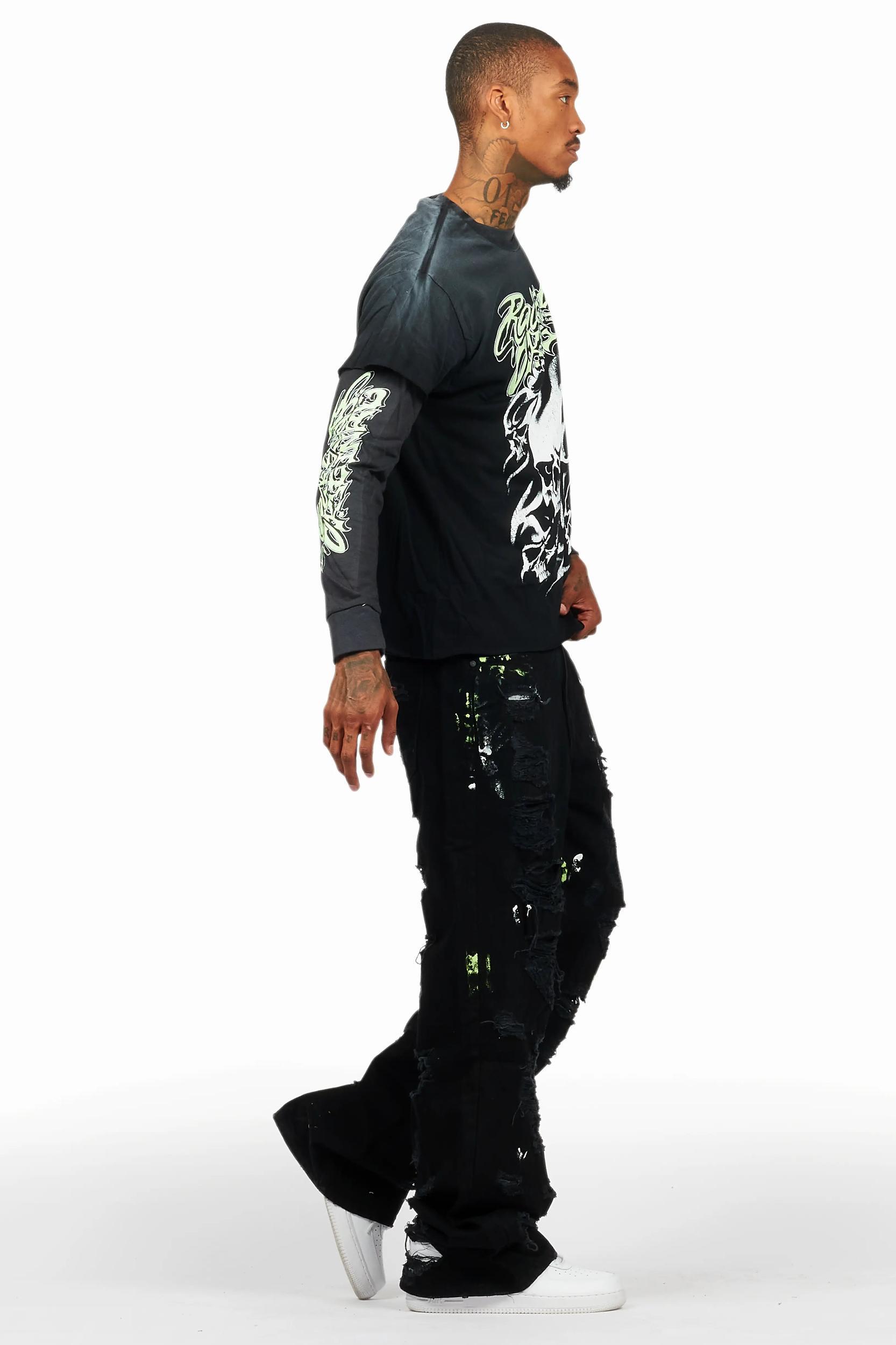 Schtupp Black Double Layer T-Shirt/Baggy Fit Jean Bundle Male Product Image