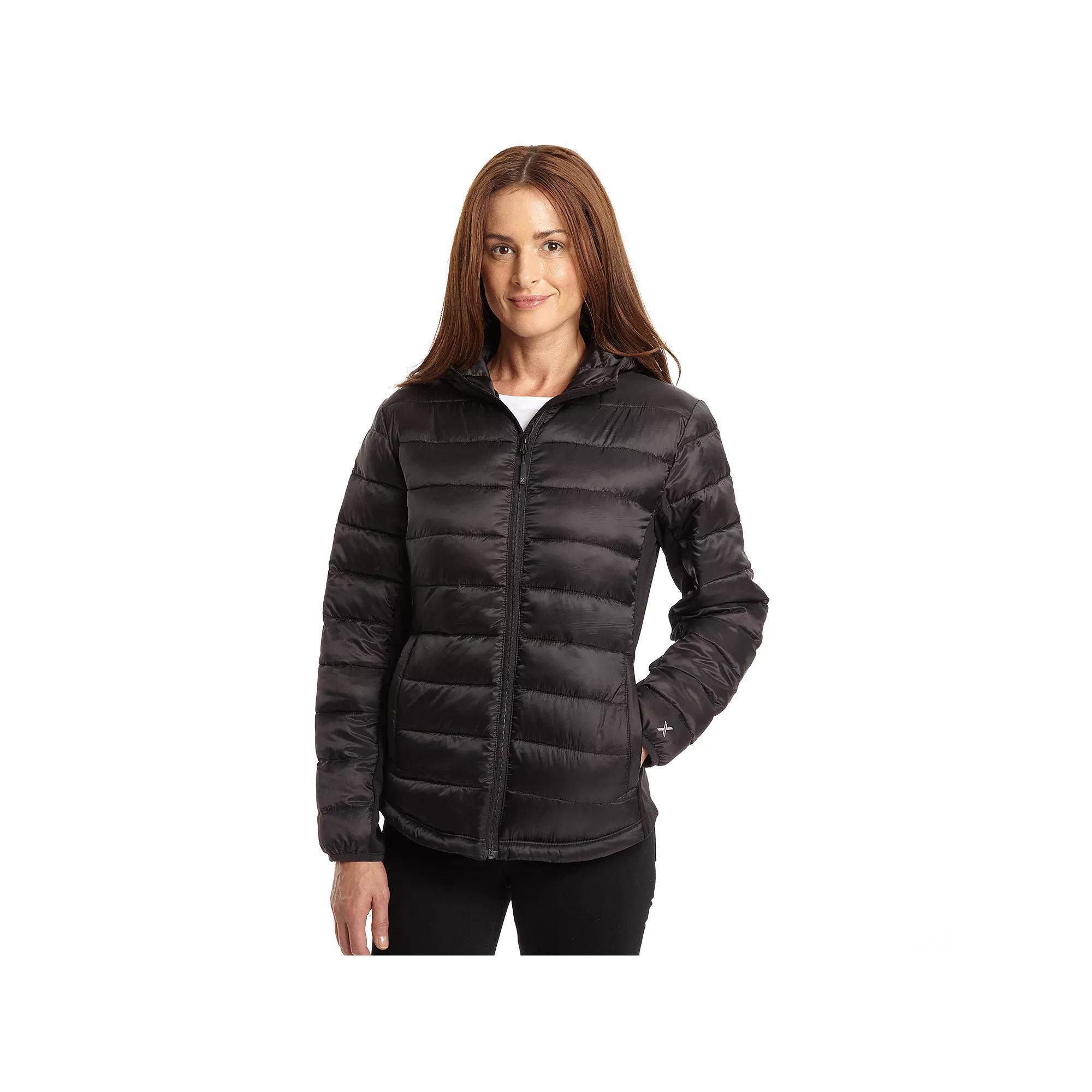 Womens Excelled Excelled Women's Hybrid Hooded Puffer, Size: Small, Black Product Image