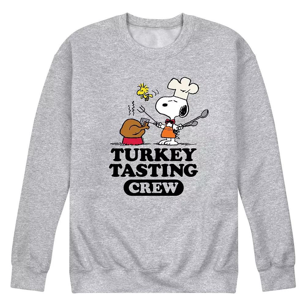 Men's Peanuts Turkey Tasting Crew Sweatshirt, Size: Large, Gray Product Image